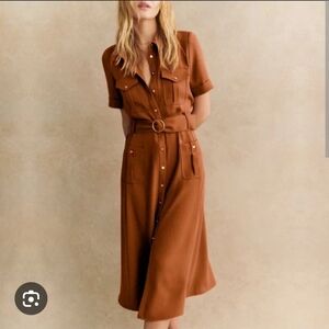 Sezane Raquel Dress Caramel - Size 10